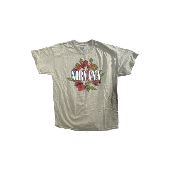 Nirvana Rose Graphic Mineral‎ Wash Taupe Short Sleeve Top Unisex Size XL - Picture 1 of 4